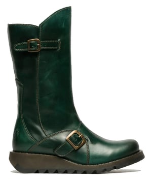 The Fly London Women's MES 2 Leather Buckle Boots from the Sminx Line are a chic addition to any wardrobe. These boots feature a stylish low side strap with a contemporary-shaped, branded pin buckle, complemented by a second buckle just below the shaped top line. The signature Fly London logo is embossed on the high panelled heel. Made with premium leather uppers, a microfiber lining, and insole, they offer both style and comfort. The durable TR rubber sole and 3.5 cm heel ensure stability, while a side zip provides easy access. Upper: Leather, Lining: Microfiber, Insole: Microfiber, Sole: TR rubber, Heel Height: 3.5 cm, Zip fastening, Buckle details, Embossed logo on heel.