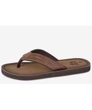 Elevate your summer style with PDQs Rostron Flip Flops. Crafted with a padded strap adorned with intricate stitching, these flip flops are a fusion of casual comfort and on trend fashion, boasting a warm brown hue that effortlessly complements any summer ensemble whilst ensuring a secure and comfortable fit with each step.
 - Synthetic upper 
 - Intricate stitch detailing 
 - Lightly padded strap for comfort 
 - EVA/TPR Sole
