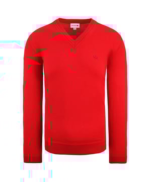 Lacoste Zuiver Scheerwol Truien V-Hals Lange Mouwen Rood Heren AH2987 240