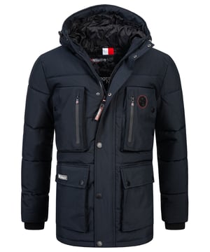 Angeboten wird eine sehr warme Herren Outdoor Winter Jacke mit Kapuze, der Marke "Geographical Norway". Die Jacke ist in drei Farben Khaki, Navy, Schwarz und den Größen S bis 3XL erhältlich.