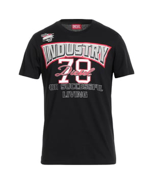 Camiseta negra de manga corta, marca Diesel, camiseta con cuello redondo, corte estandar, se ajusta a la talla real, 100 % algodon, camiseta negra