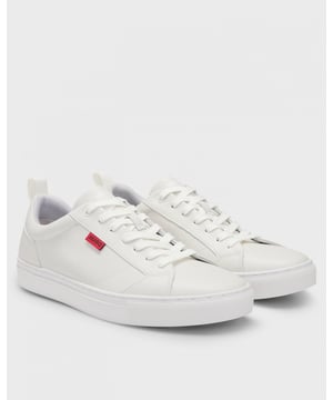 With a branded tongue and red flag, these HUGO Menswear trainers are all about clean styling. Synthetic coated fabric uppers with a smooth touch. Synthetic coated fabric, sometimes referred to as faux leather, is a fabric designed to resemble real leather, and/or display a matte, glossy, smooth, or textured, coated appearance. 

Laces
Fully lined

Upper material: 60% Polyester, 40% Polyurethane, Lining: 100% Polyester, 60% Polyester, 40% Polyurethane, Sole: 100% Rubber, Innersole: 100% Polyester
50541210
 
