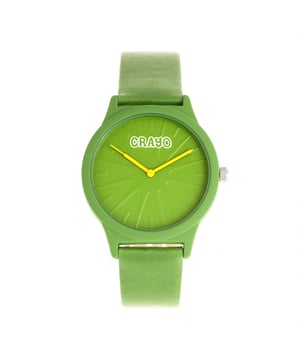 Matte Alloy Case; Precision Japanese Quartz Movement; Non-Glare Scratch-Resistant Mineral Crystal; Logo-Engraved Stainless Steel Caseback; Leatherette Strap; Logo-Engraved Stainless Steel Clasp; 38mm Case Diameter; 3ATM Water Resistance;