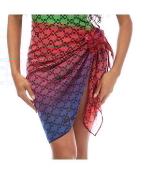 Womens Off White Monogram Sarong in red - black.- Allover monogram print.- Ombre design.- 100% Polyester.  Machine washable.- Ref: OWMF0010012510