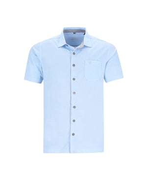Ontdek het Hajo herenoverhemd met korte mouwen, dat comfort en stijl op het hoogste niveau biedt. Met zijn doorlopende knoopsluiting en klassieke Kent-kraag straalt het tijdloze elegantie uit. De opgestikte borstzak en subtiele logoprint voegen modieuze accenten toe, terwijl de normale pasvorm zorgt voor een comfortabele pasvorm. Gemaakt van hoogwaardige materialen garandeert dit overhemd een hoog niveau van comfort en duurzaamheid. Ideaal voor de moderne man die zowel op kantoor als in zijn vrije tijd goed gekleed wil gaan. Combineer het op verschillende manieren en geniet van de perfecte mix van functionaliteit en stijl. Het Hajo herenshirt met korte mouwen - je betrouwbare metgezel voor elke gelegenheid.
