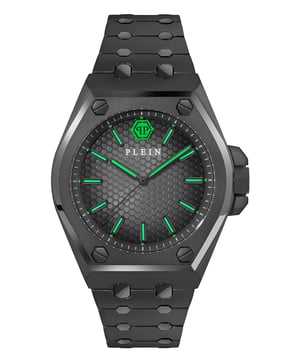 This Philipp Plein Plein Extreme Gent Analogue Watch for Men is the perfect timepiece to wear or to gift. It's Black 43 mm Round case combined with the comfortable Black Stainless steel watch band will ensure you enjoy this stunning timepiece without any compromise. Operated by a high quality Quartz movement and water resistant to 5 bars, your watch will keep ticking. Philipp Plein’s relentless pursuit of perfection reaches a whole new level. The watch case, inspired by the hexagon, symbol of greatness, recalls the Maison’s most known symbol. High quality 21 cm length and 25 mm width Black Stainless steel strap with a Deployment clasp Case diameter: 43 mm,case thickness: 12 mm, case colour: Black and dial colour: Black