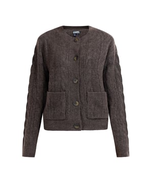 geen voering/geen voering, geen vulling  Klassiek, casual kabelbreisel: het stijlvolle vest van DreiMaster Vintage wordt met zijn losse pasvorm en knopen in hoornlook een winterfavoriet. De opgestikte zakken aan de voorkant en de geribde manchetten ronden het succesvolle ontwerp af.  Vest met knopen
