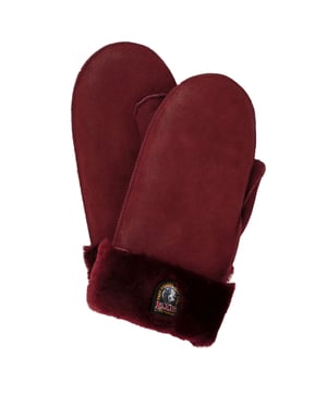it's perfect for adding a stylish touch to any winter look. Stay fashionable and cozy!, 100% Leather, Shearing Mittens, PJS Patch, Red Mittens