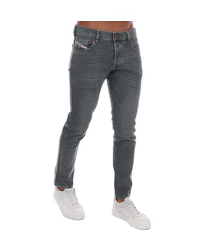 Mens Diesel D-YENNOX Tapered Jeans in grey.- Classic 5 pocket styling.- Button fly fastening.- Belt loops.- Branded strip across small pocket.- Diesel branding.- Mid waist.- Tapered leg fit.- 99% Cotton  1% Elastane. - Ref: A003890GDAP07
