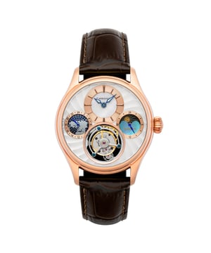 Collection: Celestial Huggins 
Model: Es-8261-02
Movement: Mechanical 
Case Material: Stainless Steel
Case Diameter (mm): 43
Case Thickness (mm): 12
Case Shape: Round
Case Color: Rose Gold
Dial Color: White
Band: Genuine Leather Strap
Band Color: Brown
Buckle: Butterfly Clasp With Push Button
Band Width (mm): 22
Water Resistance: 5 Atm
Watch Weight (g): 140
Warranty: 2 Years International Warranty