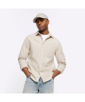 Regular fit, Linen blend, Collared, Long sleeves, Cuffed, Button fastening