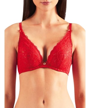 Aubade Rosessence Triangle Plunge Bra. With underwired cups and matching briefs. This product is recommended as hand wash only..