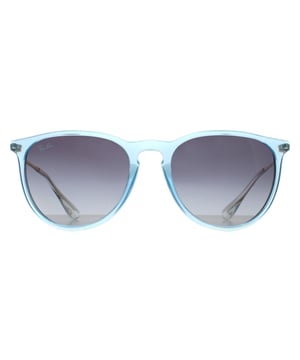 Ray-Ban Round Womens Transparent Light Blue Grey Blue Gradient RB4171 Erika Sunglasses Deze retro zonnebril heeft een coole twist waarbij het acetaat montuur overgaat in de metalen armen en weer overgaat in acetaat op de pootuiteinden. Geweldig!