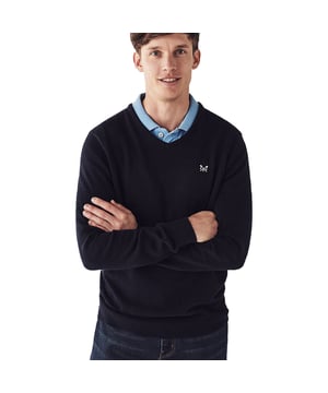 Layer up in supersoft cotton cashmere. The v neckline slips easily over shirts and is a neat way to add warmth. Wear it over a classic tee for a more relaxed look.
