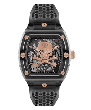 This Philipp Plein The $keleton Crystal Analogue Watch for Men is the perfect timepiece to wear or to gift. It's Grey  Tonneau case combined with the comfortable Grey Plastic watch band will ensure you enjoy this stunning timepiece without any compromise. Operated by a high quality Quartz movement and water resistant to 5 bars, your watch will keep ticking. In pursuit of the perfect design, Philipp Plein’s most iconic watch is given a new and modern twist to create advanced and unmistakable aesthetic codes. High quality 21 cm length and 26 mm width Grey Plastic strap with a Buckle Case measurement: 42 X 44 mm,case thickness: 14 mm, case colour: Grey and dial colour: Multicolour