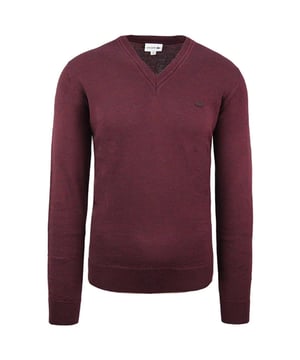 Lacoste Lange Mouw V-Hals Bourgondisch Heren Wollen Trui AH2987 Y29