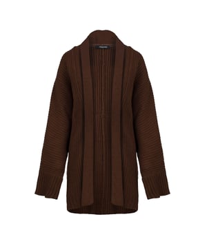 Hüftlange Batwing-Strickjacke mit offener Front