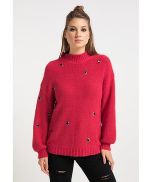 Ce pull-over de myMo se présente de manière remarquablement ludique. Des œillets ludiques de couleur titane confèrent au pull un caractère particulier. L'encolure ronde, la coupe décontractée et les bordures côtelées à l'ourlet et aux extrémités des manches forment une belle finition.