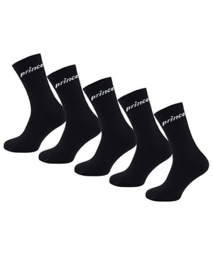 Prince Tennis Black 5 Pack Cushioned Mens Crew Socks MSHPR128NTT