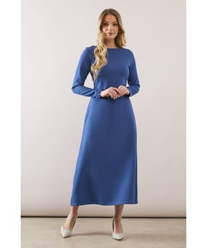 Slash Neck Fitted Jersey Midaxi Dress