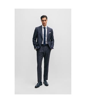 BOSS BLACK HERITAGE - Onze geraffineerde klassiekers: Ontdek de hoogste kwaliteit stoffen en perfect op maat gemaakte tijdloze pasvormen-SLIM-FIT TROUSERS - SLIM-FIT HERITAGE TROUSERS WITH WELT POCKETS-Wolmix