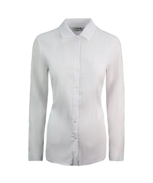 Lacoste Camisa Lisa Manga Larga Blanco Top Algodón Mujer CF3917 001