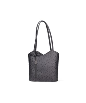 Bolso de mujer con asas y convertible en mochila en auténtica piel estampada de avestruz. Producto artesanal italiano. Hecho en Italia