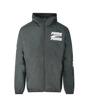 Puma Rebel Windbreaker Schwarze Jacke. Puma Rebel Windbreaker Schwarze Jacke. Stil: 844112-01. Puma Logo auf der linken Brust und dem linken Arm. Elastischer Saum und Manschetten. Zip-Verschluss