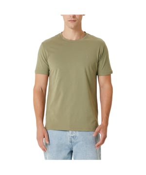 ALL SAINTS Tonic Men’s T-Shirt 
Style Name : Tonic
100% Cotton
Made in India
Regular Fit
Crew neck
Short Sleeve
Pullover
Ramskull Embroidered Logo at the chest
Machine Wash (Please see the washing Instruction)