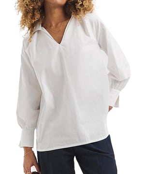 Relaxed fit structured cotton shirt - a classic piece Perfect all round shirt, great for work or casual occasions. Easy to dress up with a leather skirt or dress down with jeans. Fit: Regular, Sizing: As expected