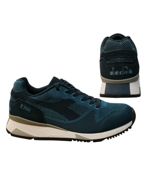 Diadora V7000 Weave Azul Textil Ante Piel Cordones Hombre Entrenadores 60024 B1D