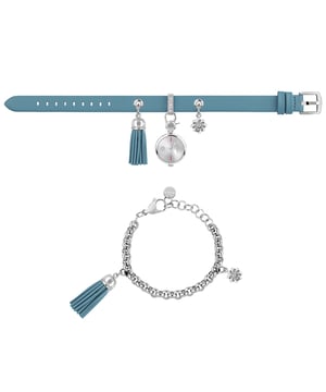 Furla Womens White Dial  Chain Calfskin Leather Set Watch