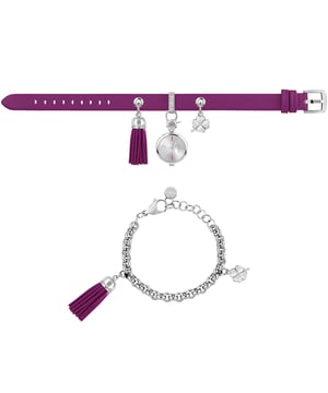Furla Womens White Dial   Chain Calfskin Leather Set Watch