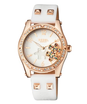 Rebel Women's RB111-8021 GravesendRebel Gravesend White Dial Women's Watch RB111-8021
Rebel Women's Watch from the Gravesend Collection
Round 316L Stainless Steel Rose Case
White Dial, Mineral Crystal w/ Sapphire Coating
White Leather Band with Tang Buckle
Water Resistance: 5 ATM (50 meters, 165 feet)
12mm Case Thickness, 40mm Case Diameter, 20mm Band Width
Quartz Movement