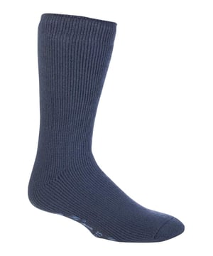 Keep feet warm, protected and supported around the home in a pair of Heat Holders slipper socks for men. They have the normal warm feeling of Heat Holders and also feature have special grips on their soles, to prevent slipping. With a massive tog rating of 2.34 they are the warmest thermal sock for you - 7X warmer than the ordinary cotton sock (0.33 tog)! These seriously chunky and warm slipper socks are made with a specifically developed extra heavy bulk yarn with extreme thermal qualities and moisture wicking abilities. Their long looped thermal pile created with innovative knitting technology produces the unique extra long looped cushion pile to hold in more warm air - increasing the thermal tog rating even more. They also have a super-soft brushed inner which maximises the amount of warm air held to the skin for all-day warmth and comfort. Finally, their non slip grip on the sole of these slipper socks will help you stay safe around the home, preventing slipping.