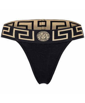 VERSACE Damen String TOPEKA aus hochwertiger Baumwollmischung mit Organic Cotton. Elastischer Bund mit Greca-Muster.