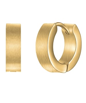 Fashion trend for men's earrings: Casual earrings are versatile all-rounders - like these "Slim Line" hoop earrings from the True Rebels label. Puristic design and contemporary materials make the earrings an everyday piece for young rebels. The hoop earrings are made of stainless steel and finished with a matt yellow gold finish - a robust companion for active men, rust-proof, scratch-resistant, water-resistant and easy to care for. Whether for work or leisure, for sports or in the club: the hoop earrings are suitable for everyday use. A practical folding closure completes the wearing comfort. A perfect match with your lifestyle!