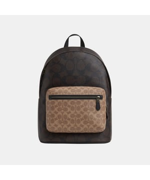 West Backpack in Blocked Maxi Signature, Two separate main compartments with zip closures
 Inside zip, cell phone and multifunction pockets, Outside zip pocket,  Length: 32.00 cm,  Width: 15.00 cm,  Height: 42.50 cm