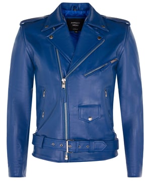 Perfect fusion of cutting edge and elegance this beautifully crafted slim fit leather jacket is this season's must have fashion accessory. Imbued with a classic biker spirit, personified by stud epaulettes at the shoulder and zipped gauntlet cuffs for a more customised fit. This stylish garment is further brought to life through an off centred YKK zip front, accentuated by wide notch lapels, shoulder epaulettes and adjustable belt at the waist. Short in length and close fitting, this chic biker jacket exudes style. Available in other colours.