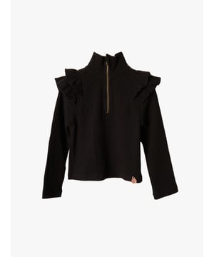 Comfy? Tick. Cute? 100% This gorgeous   jersey rib top with zip funnel neck is the perfect blend of smart casual   About me: 97% Cotton 3% Elastane Look after me: Think planet. wash at 30c.