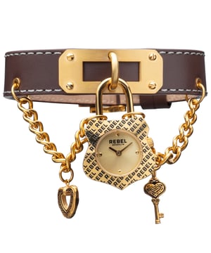 Rebel Women's RB114-9191 SeagateRebel Seagate Gold Dial Women's Watch RB114-9191
Rebel Women's Watch from the Seagate Collection
Round 316L Stainless Steel Gold Case
Gold Dial, Mineral Crystal w/ Sapphire Coating
Brown Leather Band with Tang Buckle
Water Resistance: 5 ATM (50 meters, 165 feet)
7mm Case Thickness, 25mm Case Diameter, 16mm Band Width
Quartz Movement