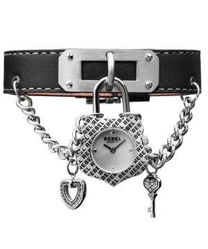 Rebel Women's RB114-4071 SeagateRebel Seagate Silver Dial Women's Watch RB114-4071
Rebel Women's Watch from the Seagate Collection
Round 316L Stainless Steel Silver Case
Silver Dial, Mineral Crystal w/ Sapphire Coating
Black Leather Band with Tang Buckle
Water Resistance: 5 ATM (50 meters, 165 feet)
7mm Case Thickness, 25mm Case Diameter, 16mm Band Width
Quartz Movement