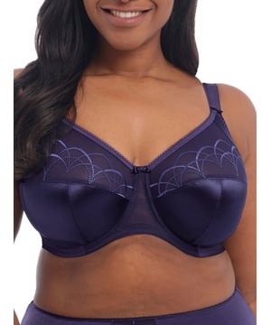Elomi Cate Full Cup Underwired Bra. With a three piece cup, side support panel and a sheer embroidered top cup. Product is hand wash only.