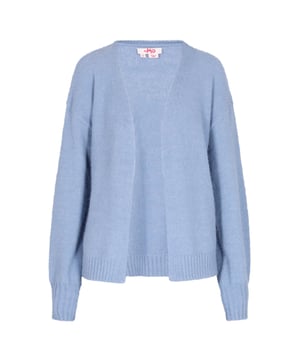 Dieser gestrickte Pullover zeichnet sich durch einen V-Ausschnitt und eine lockere Passform mit überschnittenen Schultern aus, die für einen lässigen, bequemen Look sorgen. Die langen Ärmel haben gerippte Bündchen, die zum Saumdetail passen. Das Rippstrickmuster am Ausschnitt verleiht Struktur, während das weiche, flauschige Material Wärme und Qualität bietet. Ein dezentes Markenlabel an der Innenseite des Rückenausschnitts weist auf seine Authentizität hin.  Strickjacke