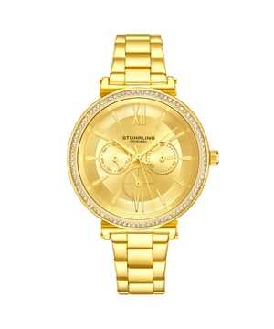 Damen-Multifunktionsuhr mit goldfarbenem Gehäuse und Armband, goldenes Zifferblatt
