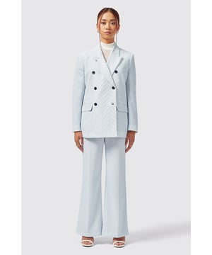 Show off your love for pastels with the Iris Trouser in blue. A light burst of colour makes it a great new addition to the Twisted Tailor Womenswear collection. It is adorned with a bonded lace design and features a straight leg cut. Pair it with the matching Iris Jacket in Blue to make an entrance at your next event.
Model is 5'6" (168cm), chest 32" (81cm), waist 27" (69cm) and wearing a size 8.