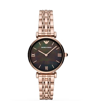 Japanese Made Quartz 2 Hands Movement. 32mm x 7mm Polished Rose Gold Plated 316L Stainless Steel Case. Solid Caseback. Mineral Crystal Glass. Push-Pull Crown. Dark Mother of Pearl Dial. Polished Rose Gold Plated Stainless Steel Hands, Roman Numerals, and Indexes. 14mm Width Rose Gold Plated 316L Stainless Steel Bracelet with Hidden Deployment Clasp. Water Resistant to 30 Meters 3ATM. This watch is and comes with the correct Box and Paperwork.