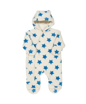 This cosy and cute little hooded onesie made from our super cosy fleece is perfect for little ones who are on the go or relaxing. Created using our super star print in china blue which will be sure to become a firm favourite in the colder months.