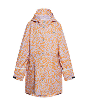 Wir stellen Ihnen den Kinder-Regenparka vor, eine funktionelle Outdoor-Jacke, die Ihr Kind bei nassem Wetter trocken hält. Dieser Regenparka besteht aus 3000 mm wasserdichtem Stoff und ist durchgehend mit einem auffälligen Animal-Print versehen. Die Vorderseite wird mit Knöpfen geschlossen und sichtbare Taschen bieten praktischen Stauraum. Lange verstellbare Ärmel, gestreifte Bündchen und verschweißte Nähte sorgen für zusätzlichen Schutz. Die Kapuze macht es perfekt für Abenteuer an regnerischen Tagen. Das dekorative Element ist eine süße Schleife auf der Rückseite. Der mädchenhafte Schnitt wird Modeliebhabern gefallen. Dieses Produkt ist Teil der Kids-Kollektion.  regenparka