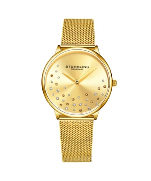 Damenuhr mit goldenem Quarzgehäuse, goldenem Zifferblatt und goldenem Mesh-Armband